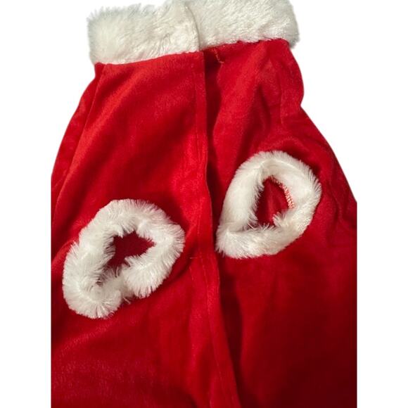 Mrs. Clause Santa Outfit With Fur & Sequins Bow for Small Dog Red & White Sz L - Picture 5 of 7